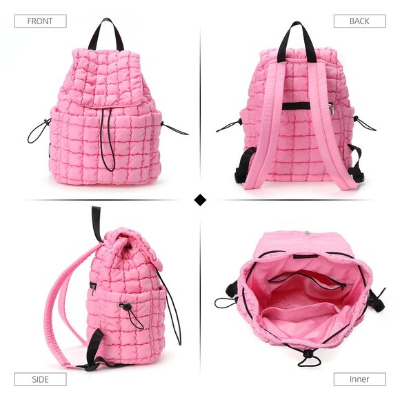 4668 Quilted Puffer Backpack Lightweight Soft Puffy Drawstring Backpacks main image 6